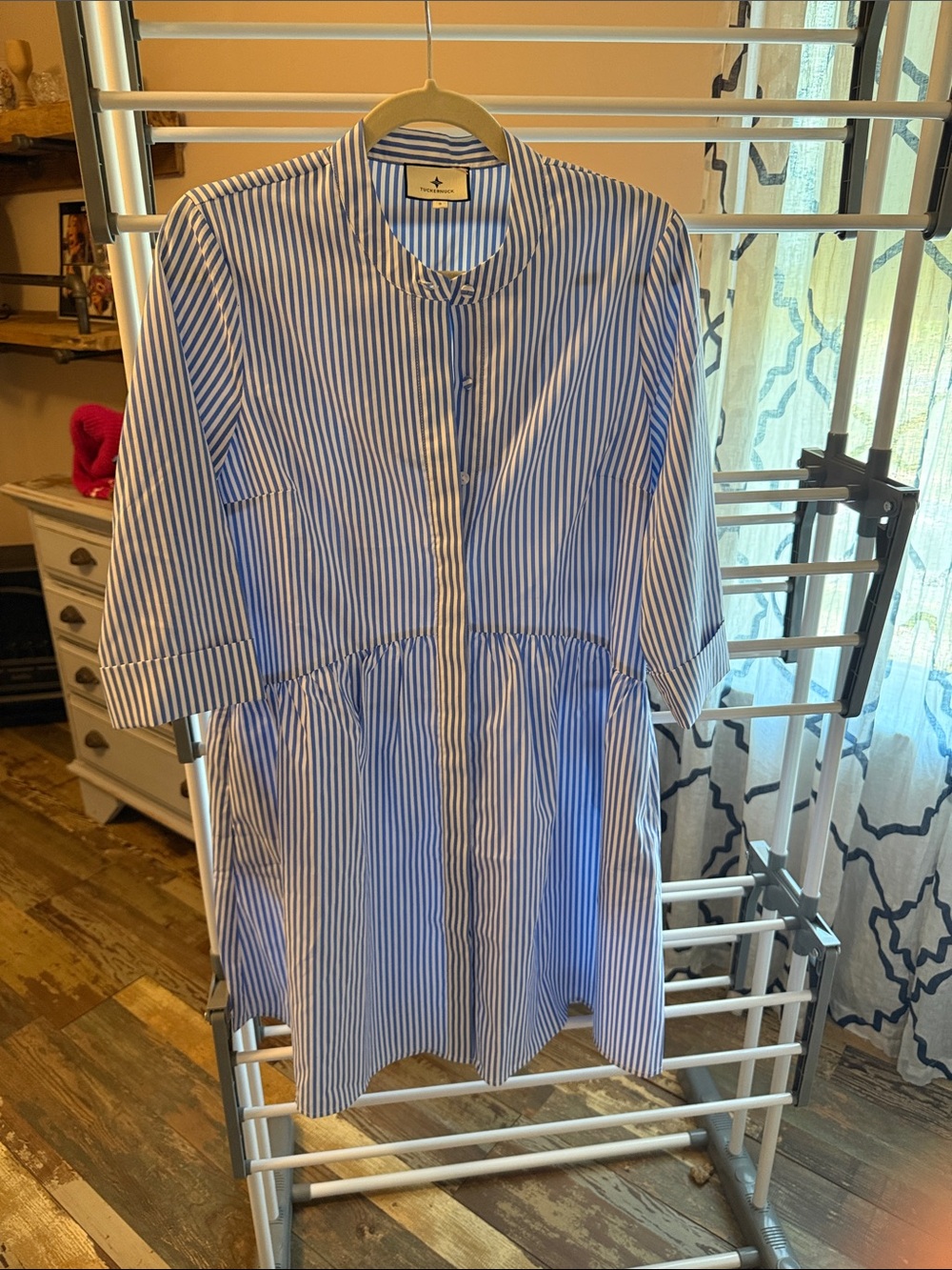Tuckernuck Blue and White Striped Shirt Dress